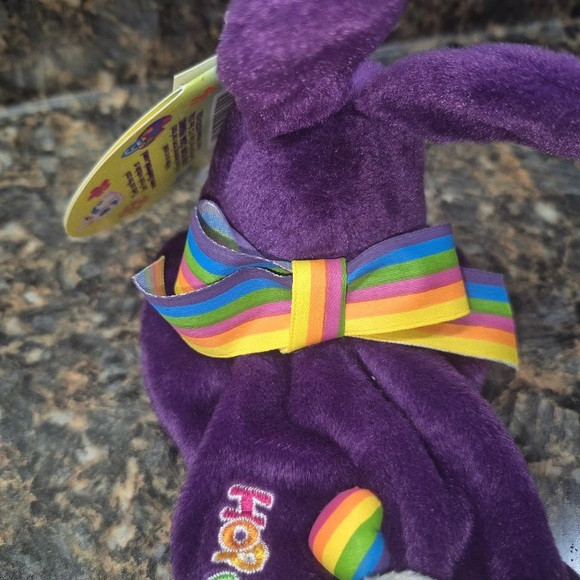 Lisa Frank Purple Stuffed Bunny with Blue Ears - Picture 5 of 10